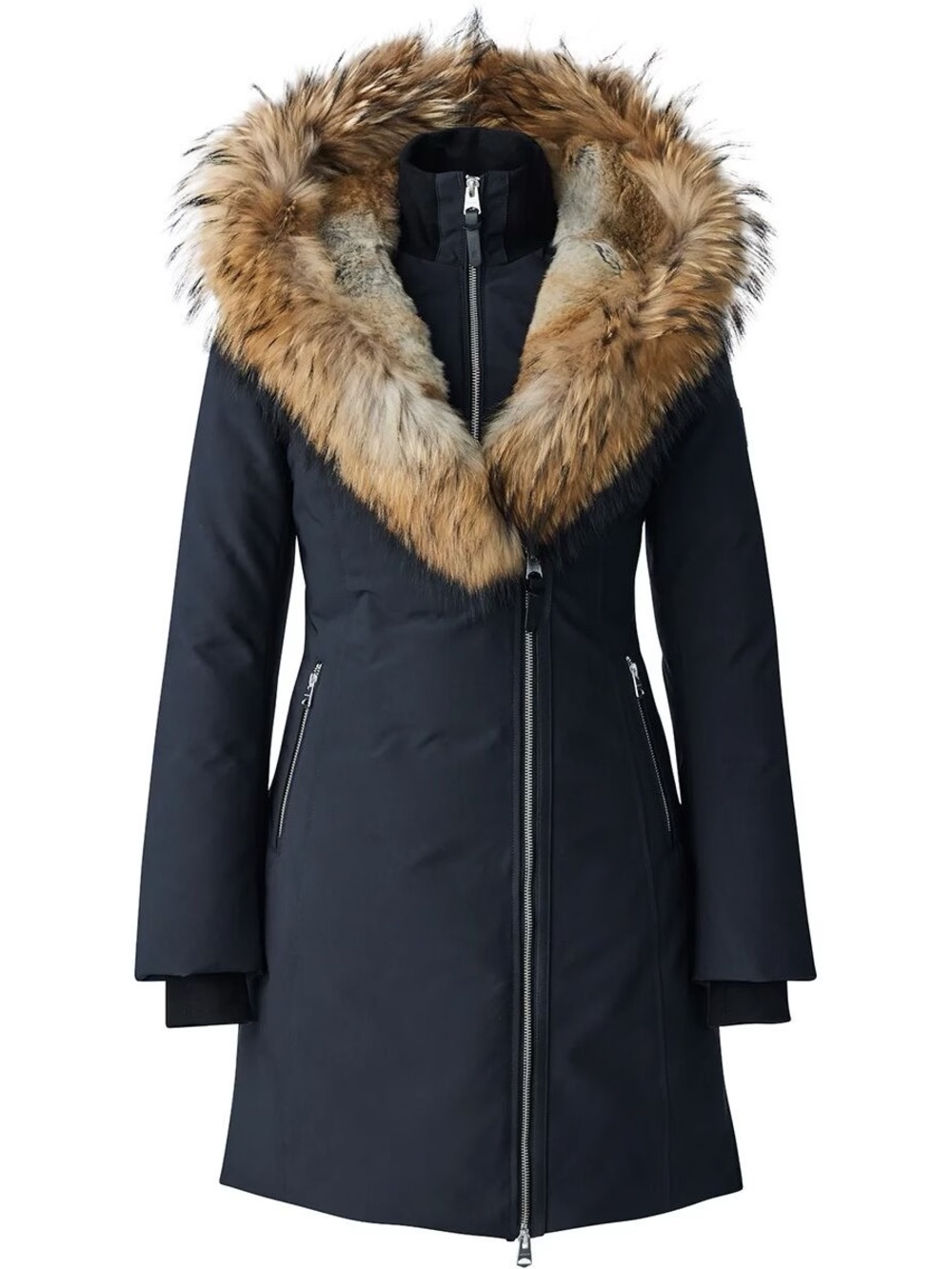 Mackage Black Trish Parka Coat with real Fur Trim Hood